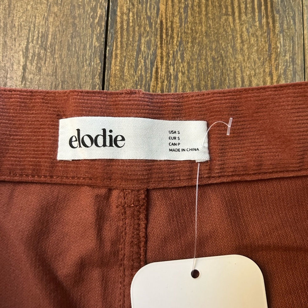 Elodie Rust Microribbed Corduroy High-Waist Straight Leg Pants - Picture 7 of 9